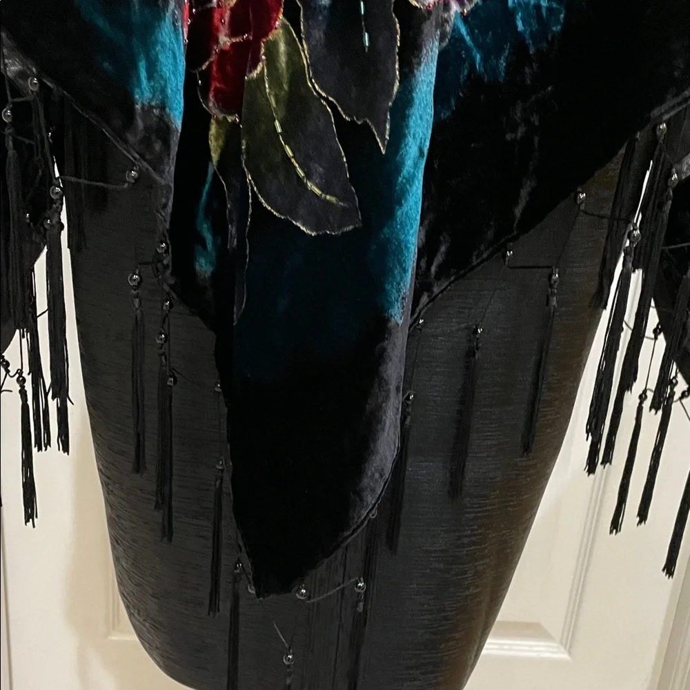Coldwater Creek Black and Multicolor Embroidered/ Sequence  Poncho O/S